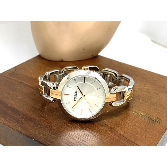 Fossil Women's Watch BQ3341 Quartz Silver Dial Two Tone Stainless Steel 32mm - Picture 8 of 14